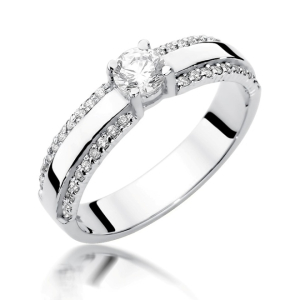 Pierścionek z Brylantami 0,45ct z białego złota próby 585. W-0356B
