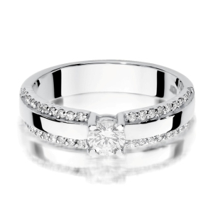Pierścionek z Brylantami 0,45ct z białego złota próby 585. W-0356B