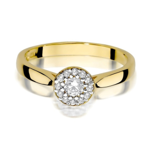 Pierścionek z Brylantami 0,22ct z żółtego złota próby 585. W-0362
