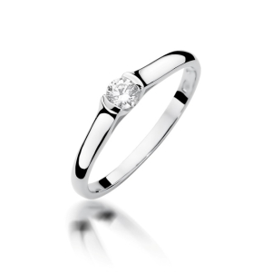 Pierścionek z Brylantem 0,15ct z białego złota próba 585. W-0369B