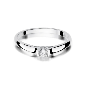 Pierścionek z Brylantem 0,15ct z białego złota próba 585. W-0369B