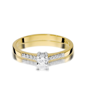 Pierścionek z Brylantami 0,22ct z żółtego złota próby 585. W-0382