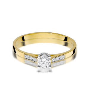 Pierścionek z Brylantami 0,21ct z żółtego złota próby 585. W-0399