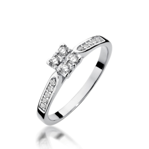 Pierścionek z Brylantami 0,16ct z białego złota próby 585. W-0402B