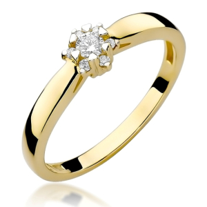 Pierścionek z Brylantami 0,15ct ze złota próby 585. W-0061