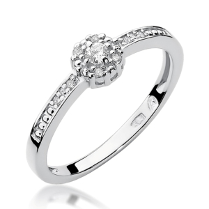 Pierścionek z Brylantami 0,08ct z białego złota próby 585. W-0091B