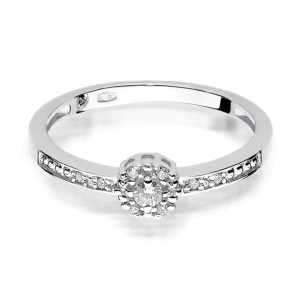 Pierścionek z Brylantami 0,08ct z białego złota próby 585. W-0091B