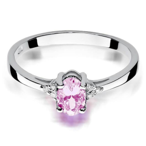 Pierścionek z Różowym Topazem 0,50ct i Diamentami ze złota próby 585. W-0301RT