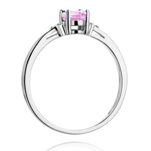 Pierścionek z Różowym Topazem 0,50ct i Diamentami ze złota próby 585. W-0301RT