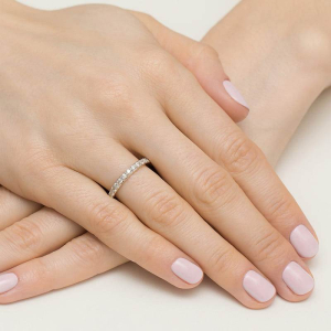 Pierścionek obrączka z Diamentami 0,34ct - złoto próby 585. W-0532