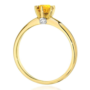 Pierścionek z Cytrynem 0,50ct i Diamentami - złoto białe/żółte próby 585. W-0557C