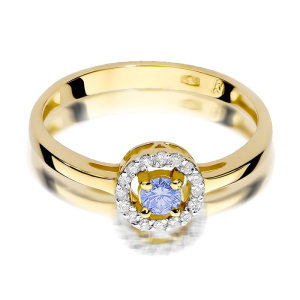 Pierścionek zaręczynowy z Tanzanitem 0,15ct i Diamentami ze złota próby 585. W-0238TAN