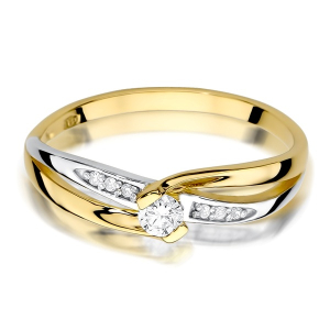 Złoty pierścionek z Brylantami 0,13ct - złoto próby 585. W-415