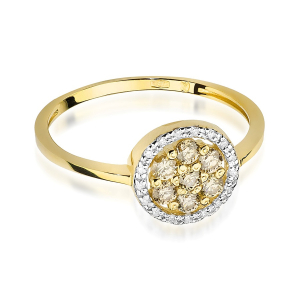 Pierścionek z Brązowymi Brylantami 0,35ct i Diamentami wykonany ze złota próby 585. W-0440BR
