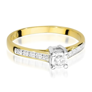 Pierścionek z Diamentami 0,13ct ze złota próby 585. W-0474