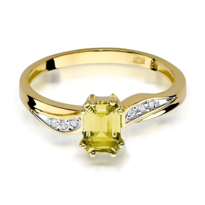 Pierścionek ze złota próby 585 z Cytrynem 0,60ct i Brylantami. W-0094C