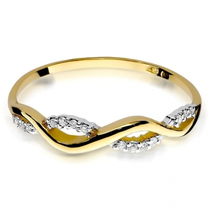 Pierścionek z Brylantami 0,07ct z żółtego złota próby 585. W-0096