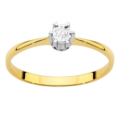Zaręczynowy pierścionek z Brylantem 0,03ct z żółtego/białego złota pr.585