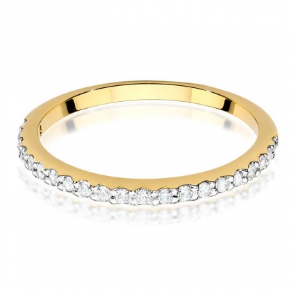 Wielokamieniowy Pierścionek obrączka z Diamentami 0,18ct - złoto próby 585. W-0531