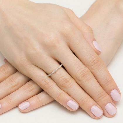 Wielokamieniowy Pierścionek obrączka z Diamentami 0,18ct - złoto próby 585. W-0531