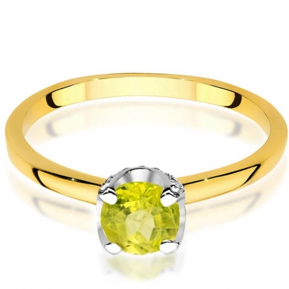 Oliwin 0,60ct i Brylanty  - pierścionek ze złota żółtego/białego próby 585
