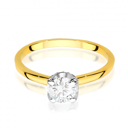 Biały Szafir 0,60ct i Brylanty - pierścionek ze złota żółtego/białego próby 585