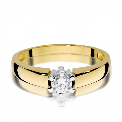 Zaręczynowy pierścionek z Brylantem 0,23ct z żółtego/białego złota próby 585