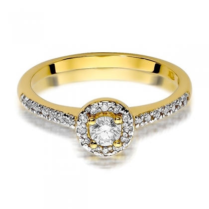 Wielokamieniowy pierścionek z Brylantami 0,28ct z żółtego/białego złota pr.585