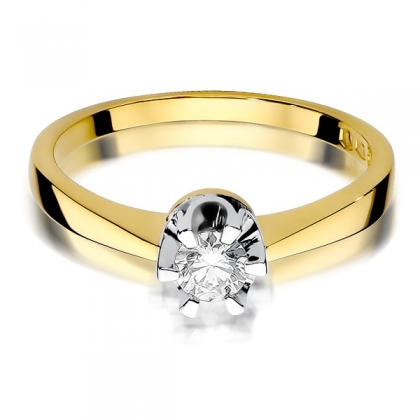 Zaręczynowy pierścionek z Brylantem 0,25ct z żółtego/białego złota próby 585