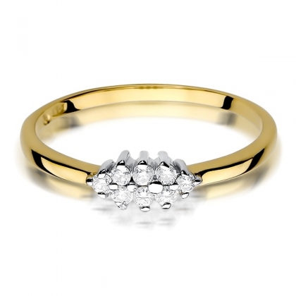 Wielokamieniowy Pierścionek z Brylantami 0,11ct -  złoto próby 585. W-0427