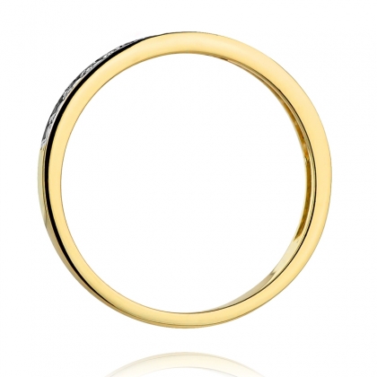 Wielokamieniowy Pierścionek obrączka z Diamentami 0,20ct - żółte/białe złoto próby 585