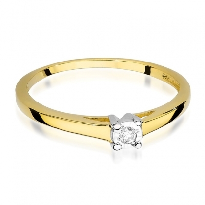 Klasyczny zaręczynowy pierścionek z Diamentem 0,03ct z żółtego/białego złota próby 585
