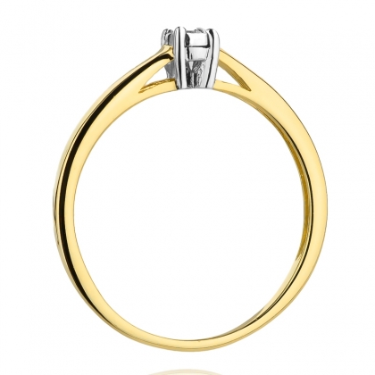 Klasyczny zaręczynowy pierścionek z Diamentem 0,03ct z żółtego/białego złota próby 585