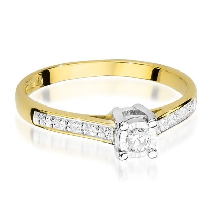 Pierścionek z Diamentami 0,13ct ze złota próby 585. W-0474