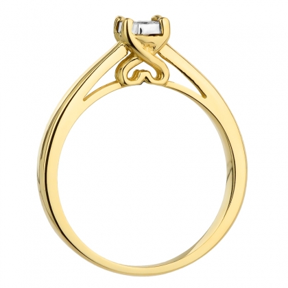 Zaręczynowy pierścionek z Diamentem 0,08ct i sercem w oprawie z żółtego/białego złota próby 585