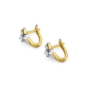 Złote kolczyki pr.585 z brylantami 0,16ct - Angielskie zapięcie