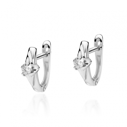 Złote kolczyki pr.585 z brylantami 0,16ct - Angielskie zapięcie