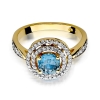 Zaręczynowy pierścionek z Topazem 0,80ct i Brylantami złoto próby 585