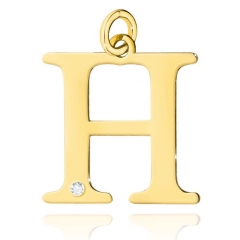 Złota zawieszka mała literka H z brylantem próby 585