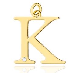 Złota zawieszka duża literka K z brylantem próby 585
