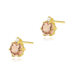 Kolczyki z Morganitem 0,80ct i brylantem  - złoto 585