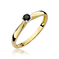 Pierścionek z Czarnym Brylantem 0,12ct ze złota próby 585. W-0045CZ