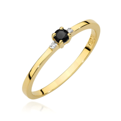 Pierścionek z Czarnymi Brylantem 0,12ct ze złota próby 585. W-0464CZ