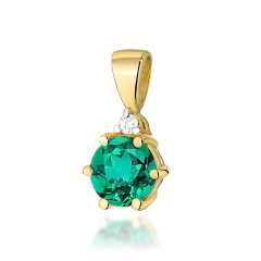Zawieszka ze Szmaragdem 0,50ct i Diamentem 0,015ct - złoto próby 585. Z-0076SZM