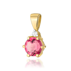 Zawieszka z Różowym Topazem 0,60ct i Diamentem 0,015ct - złoto próby 585. Z-0076RT