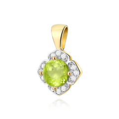 Zawieszka z Oliwinem 0,60ct i Brylantami 0,06ct - złoto próby 585. Z-0571O
