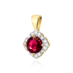 Zawieszka z Rubinem 0,60ct i Brylantami 0,06ct - złoto próby 585. Z-0571R
