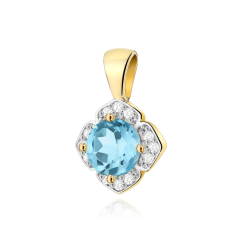 Zawieszka z Topazem 0,50ct i Brylantami 0,06ct - złoto próby 585. Z-0571T