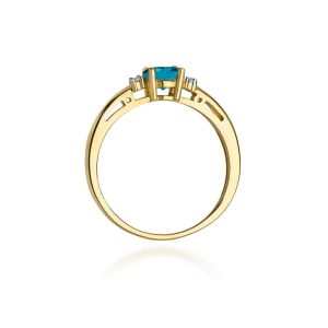 Zaręczynowy pierścionek z Topazem London Blue 0,50ct i Brylantami złoto próby 585. W-0010TLB