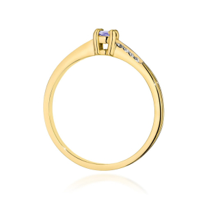 Pierścionek z Tanzanitem 0,15ct i Diamentami ze złota próby 585. W-0258TA